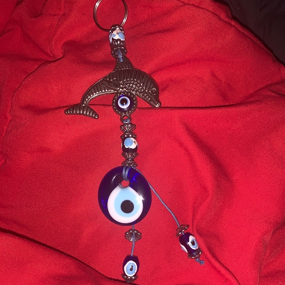 Nazar Dolphin Keychain with Blue Evil Eye